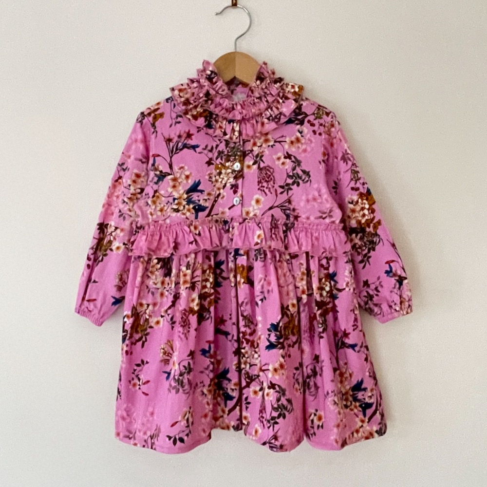 CHRISTINA ROHDE EUC Scandinavian Floral Botanical Ruffle Collar Heirloom Dress